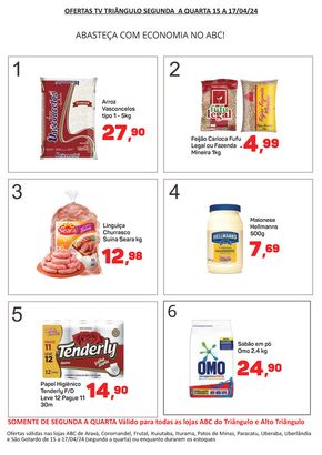 Promoções de Supermercados em Uberlândia | Supermercados ABC Ofertas da TV Triângulo de Supermercados ABC | 15/04/2024 - 17/04/2024