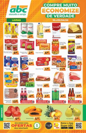 Promoções de Supermercados em Lavras | Supermercados ABC Oferta Semanal Atacados - Lavras de Supermercados ABC | 15/04/2024 - 20/04/2024