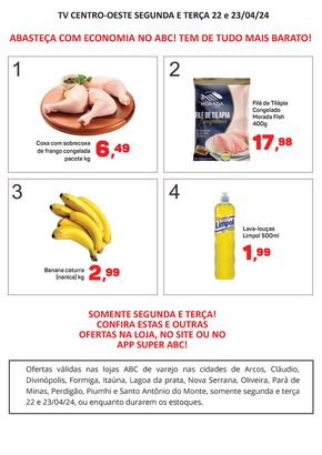 Promoções de Supermercados em Pará de Minas |  Ofertas da TV Centro-Oeste de Supermercados ABC | 22/04/2024 - 23/04/2024