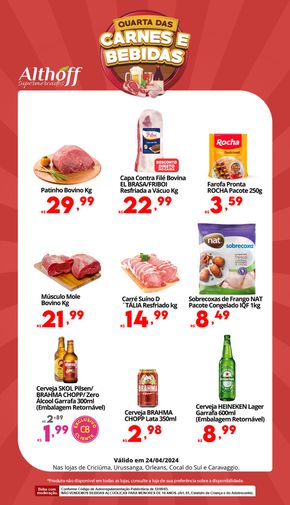 Catálogo Althoff Supermercados em Criciúma | Quarta Das Carnes E Bebidas  | 24/04/2024 - 24/04/2024