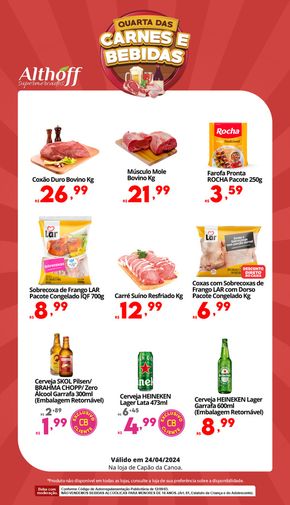 Promoções de Supermercados em Capão da Canoa | Quarta Das Carnes E Bebidas  de Althoff Supermercados | 24/04/2024 - 24/04/2024