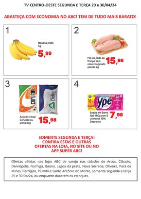 Promoções de Supermercados em Nova Serrana |  Oferta da TV Centro Oeste de Supermercados ABC | 29/04/2024 - 30/04/2024
