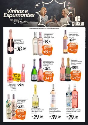 Promoções de Supermercados em Laguna | Dia das Mães Vinhos e Espumantes de Giassi Supermercados | 03/05/2024 - 11/05/2024