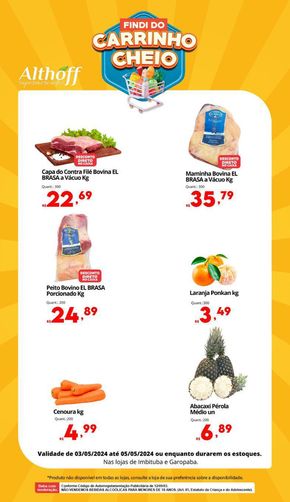 Promoções de Supermercados em Garopaba | Findi do Carrinho Cheio - LN de Althoff Supermercados | 03/05/2024 - 05/05/2024