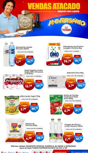 Promoções de Supermercados em Ribeirão Preto | Vendas Atacado - Aniversário de Tonin Superatacado | 06/05/2024 - 10/05/2024