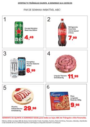 Promoções de Supermercados em São Gotardo | Supermercados ABC Ofertas da TV Triângulo de Supermercados ABC | 16/05/2024 - 19/05/2024