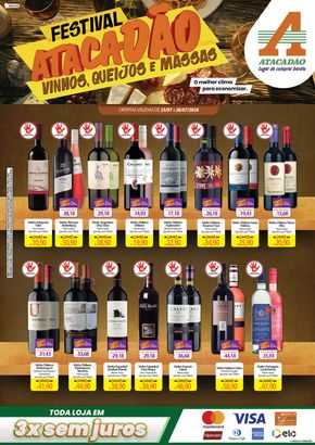 Promoções de Supermercados em Foz do Iguaçu | Atacadão - Festival Vinhos, Queijos e Massas de Atacadão | 25/07/2024 - 28/07/2024