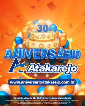 Promoções de Supermercados em Candeias | 30 Aniversário Atakarejo de Atakarejo | 06/09/2024 - 30/09/2024