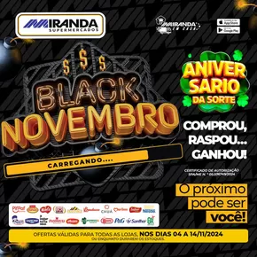 Promoções de Black Friday em Indaiatuba | Black Novembro de Miranda Supermercados | 04/11/2024 - 14/11/2024