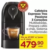 Oferta de 3 Corações - Cafeteira Espresso Tres Passione por R$479,9 em Carrefour