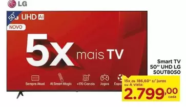 Oferta de LG - Smart Tv 50" UHD 50" 50UT8050 por R$2799 em Carrefour