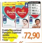 Oferta de Pampers - Fralda Descartável Supersec Jumbo por R$72,9 em Atacadão