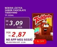 Oferta de Toddynho - Bebida Láctea Sabor Chocolate por R$3,09 em Assaí Atacadista