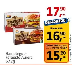 Oferta de Aurora - Hambúrguer Faroeste por R$17,9 em Tenda Atacado