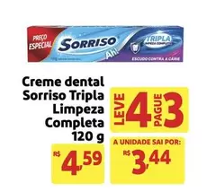 Oferta de Sorriso - Creme Dental Tripla Limpeza Completa por R$4,59 em Extra