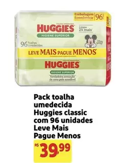 Oferta de Huggies - Pack Toalha Umedecida Classic Com 96 Unidades Leve Mais Pague Menos por R$39,99 em Extra