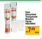 Oferta de Massimo - Copo Descartavel Transparente por R$7,49 em Max Atacadista