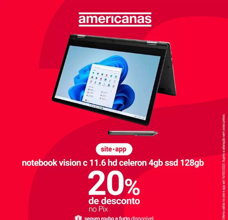 Oferta de De   - 20% De Descento em Lojas Americanas