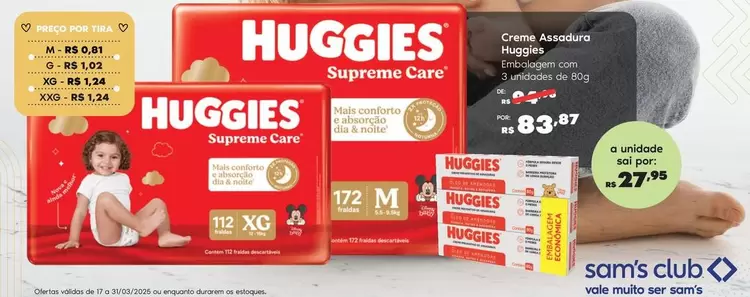 Oferta de Huggies - Supreme Care por R$83,37 em Sam's Club