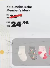 Oferta de Member's Mark - Kit 6 Meias Bebê por R$24,98 em Sam's Club