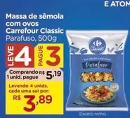 Oferta de Carrefour - Massa De Semola Com Ovos Classic por R$5,19 em Carrefour