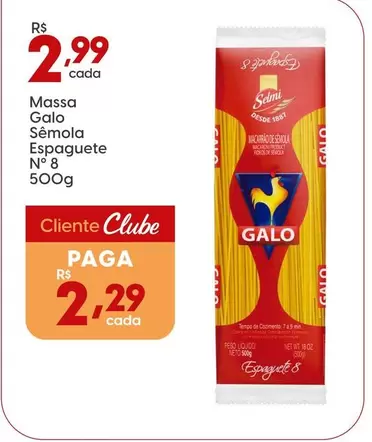 Oferta de Massa -  Gelo Semola Espaguete N°8 por R$2,99 em Rissul