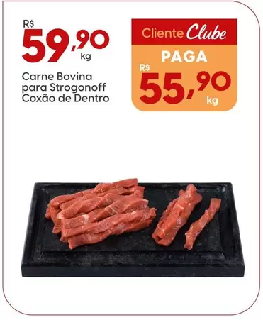 Oferta de Carne Bovina Para Strogonoff Coxão De Dentro por R$59,9 em Rissul