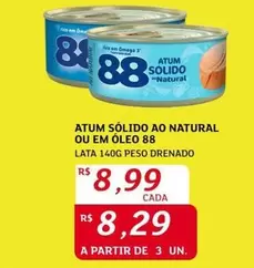 Oferta de Natural - Atum Sólido Ao  Ou Em Óleo 88 por R$8,99 em Assaí Atacadista