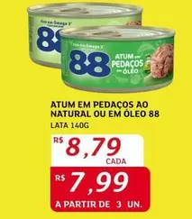 Oferta de 88 - Atum Em Pedaços Ao Natural Ou Em Oleo por R$8,79 em Assaí Atacadista