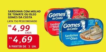 Oferta de Gomes da Costa - Sardinha Com Molho De Tomate Ou Oleo por R$4,99 em Assaí Atacadista