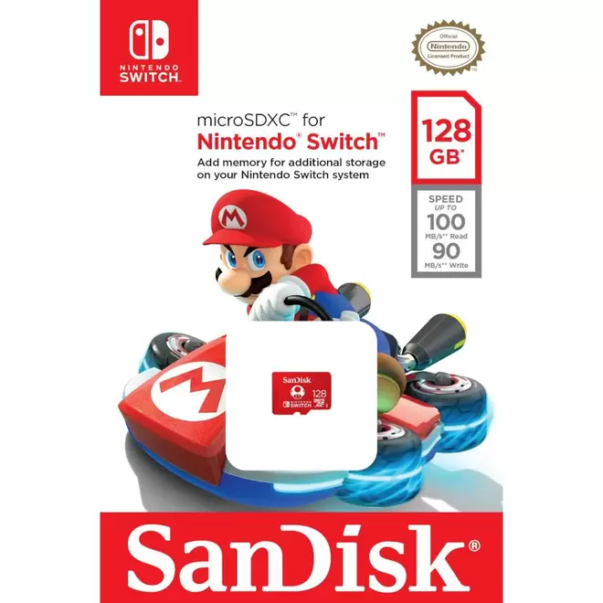 Oferta de Cartão de memória SanDisk Nintendo Switch MicroSD 128GB, licenciado oficialmente para o console Nintendo Switch, SDSQXAO-128G-GNCZN por R$149 em Miranda