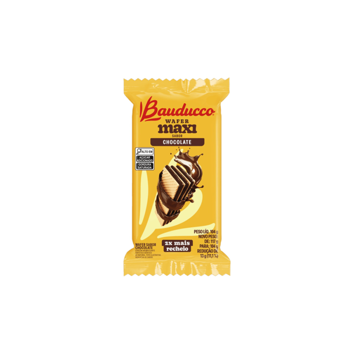 Oferta de Biscoito Wafer Maxi Bauducco Chocolate 104g por R$4,65 em Mercadinhos São Luiz