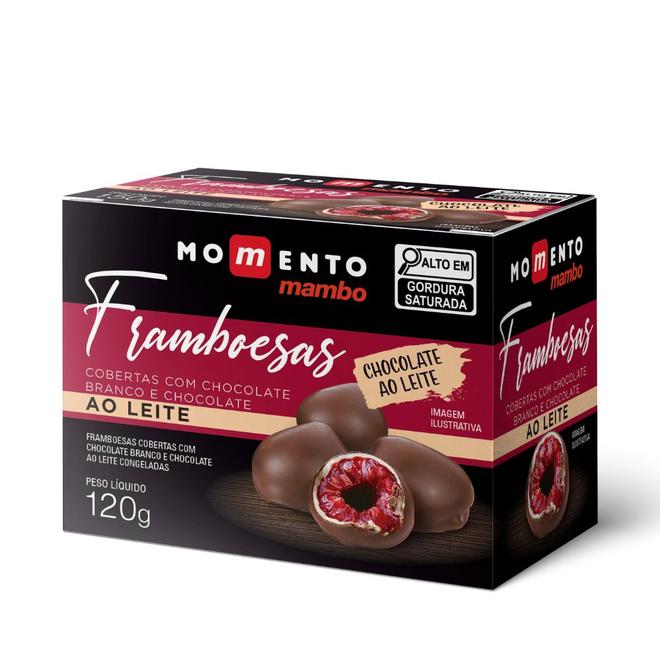 Oferta de Framboesas Chocolate ao Leite Momento Mambo 120g por R$24,98 em Mambo