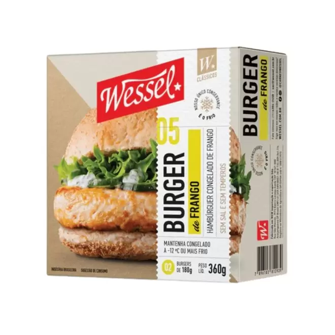 Oferta de Hambúrguer Congelado de Frango Wessel 360g por R$15,98 em Mambo