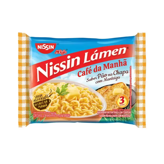 Oferta de Macarrão Instantâneo Pão na Chapa com Manteiga Nissin Lámen 85g por R$3,19 em Mambo