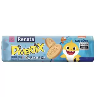 Oferta de Biscoito Baby Shark Sabor Leite Renata 110g por R$1,97 em Macromix Atacado