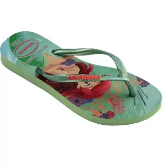 Oferta de Chinelo Havaianas Kids Slim Princess Ariel Verde N°25/26 por R$32,2 em Macromix Atacado