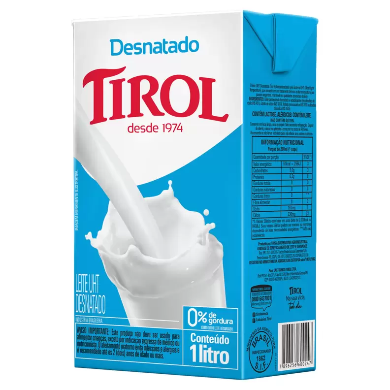 Oferta de Leite Tirol Desnatado 1l por R$3,88 em Macro Atacado Treichel