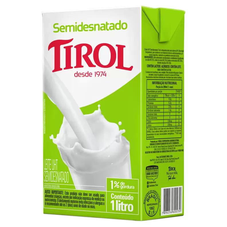 Oferta de Leite Tirol Semidesnatado 1l por R$3,88 em Macro Atacado Treichel