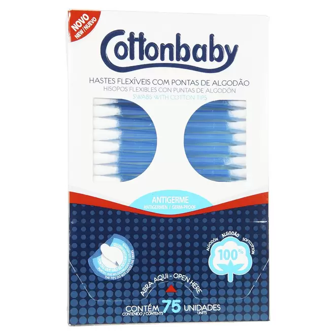 Oferta de Hastes Flexíveis Com Pontas De Algodão Cottonbaby Com 75 Uni por R$1,99 em Macro Atacado Treichel