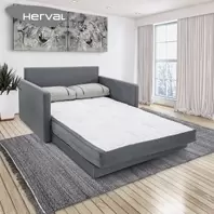 Oferta de Sofá-Cama 3 Lugares Herval Space Suede Cinza, 176 cm por R$2899 em Lojas TaQi