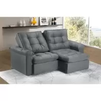 Oferta de Sofá Retrátil e Reclinável 3 Lugares Rincão Málaga Suede Cinza, 200 cm por R$1799 em Lojas TaQi