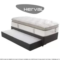 Oferta de Cama Box Solteiro Molas Ensacadas Herval Channel Bambu, 67x88x188 cm, com Colchão Auxiliar por R$2499 em Lojas TaQi