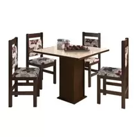 Oferta de Conjunto Mesa de Jantar e 4 Cadeiras Zamarchi, Tabaco e Floral por R$1015,48 em Lojas TaQi