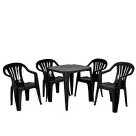 Oferta de Conjunto de Mesa com 4 Cadeiras de Plástico Mor Quadrado Preto por R$283,6 em Lojas TaQi