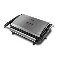 Oferta de Sanduicheira Grill Britânia Press em Inox, 850 Watts – 220 Volts meio de lado por R$159 em Lojas TaQi