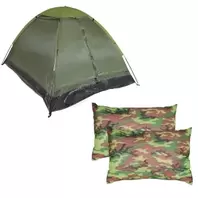 Oferta de Barraca de Camping 3 Pessoas Mor com 2 Travesseiros, Camuflado por R$161,62 em Lojas TaQi