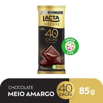 Oferta de Chocolate Intense Meio Amargo 40% Cacau Original Lacta 85g por R$8,29 em Nagumo