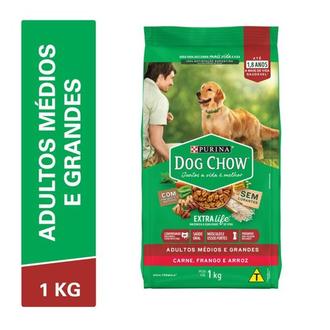 Oferta de Ração Cães Adultos Médios e Grandes Carne e Arroz Dog Chow 1kg por R$21,98 em Nagumo