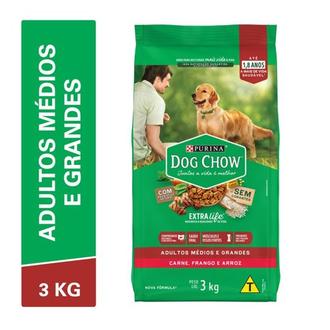 Oferta de Ração para Cães Adultos Sabor Frango e Arroz Dog Chow 3kg por R$47,98 em Nagumo